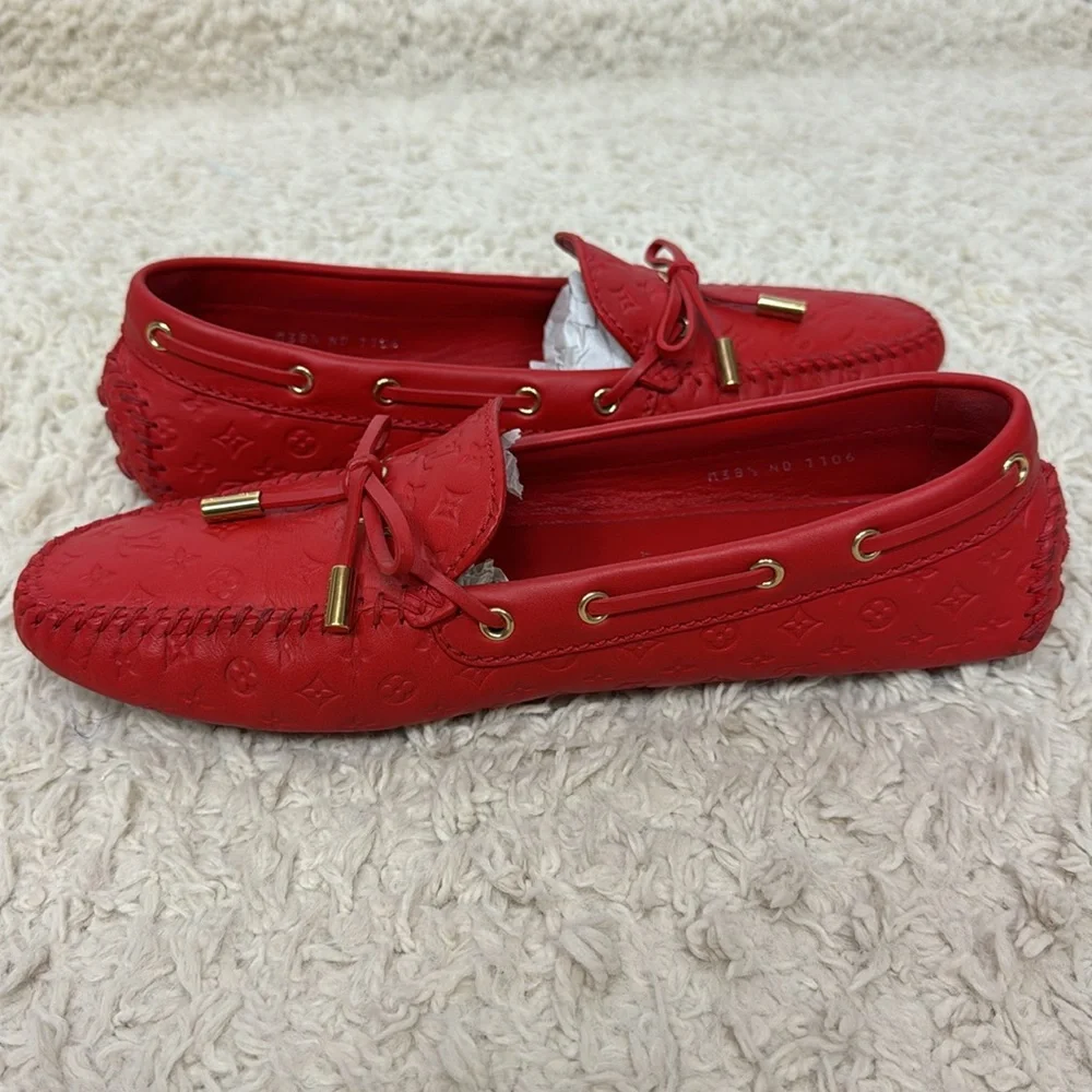 Louis Vuitton Gloria Leather Flats Size 38.5 Red‎ Women’s - Picture 7 of 11